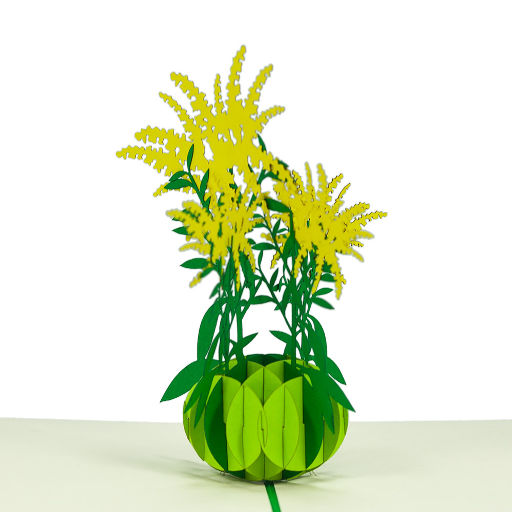 Solidago Bouquet pop up card, mother's day pop up card, pop up card flower, 3d cards wholesale-FL038
