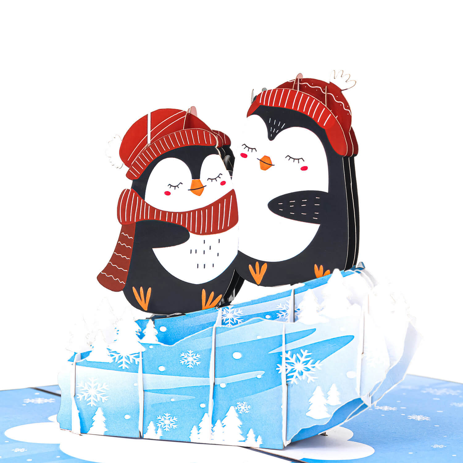 Christmas Penguin Couple Pop Up Card - Christmas pop up card