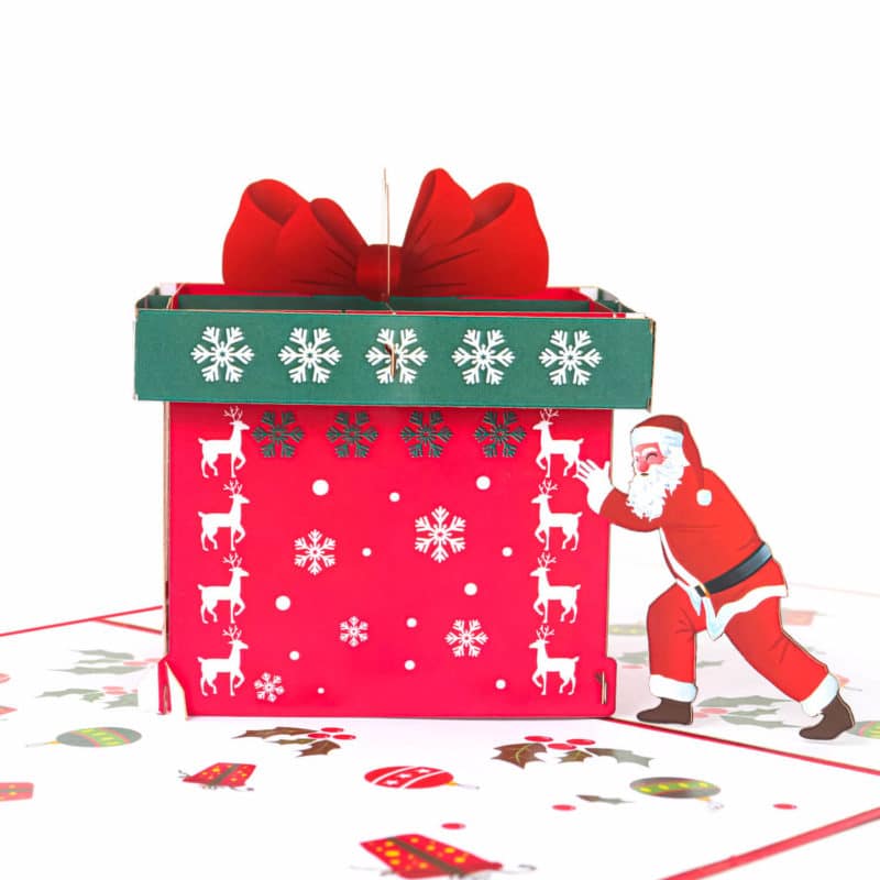 Santa with Gift Box Pop Up Card