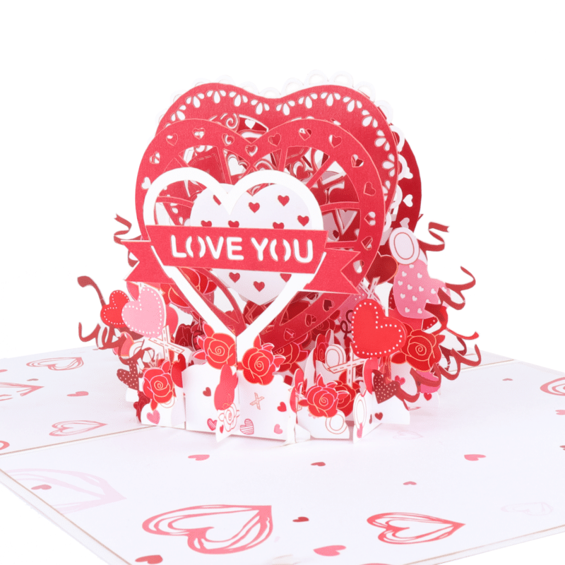 Valentines Greeting Card, 3D Pop Up Love Heart Card