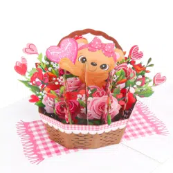 Love-Teddy-Bear-Flowers-Basket-Pop-Up-Card-pop-up-flower-card-wholesale-manufacturer-vietnam