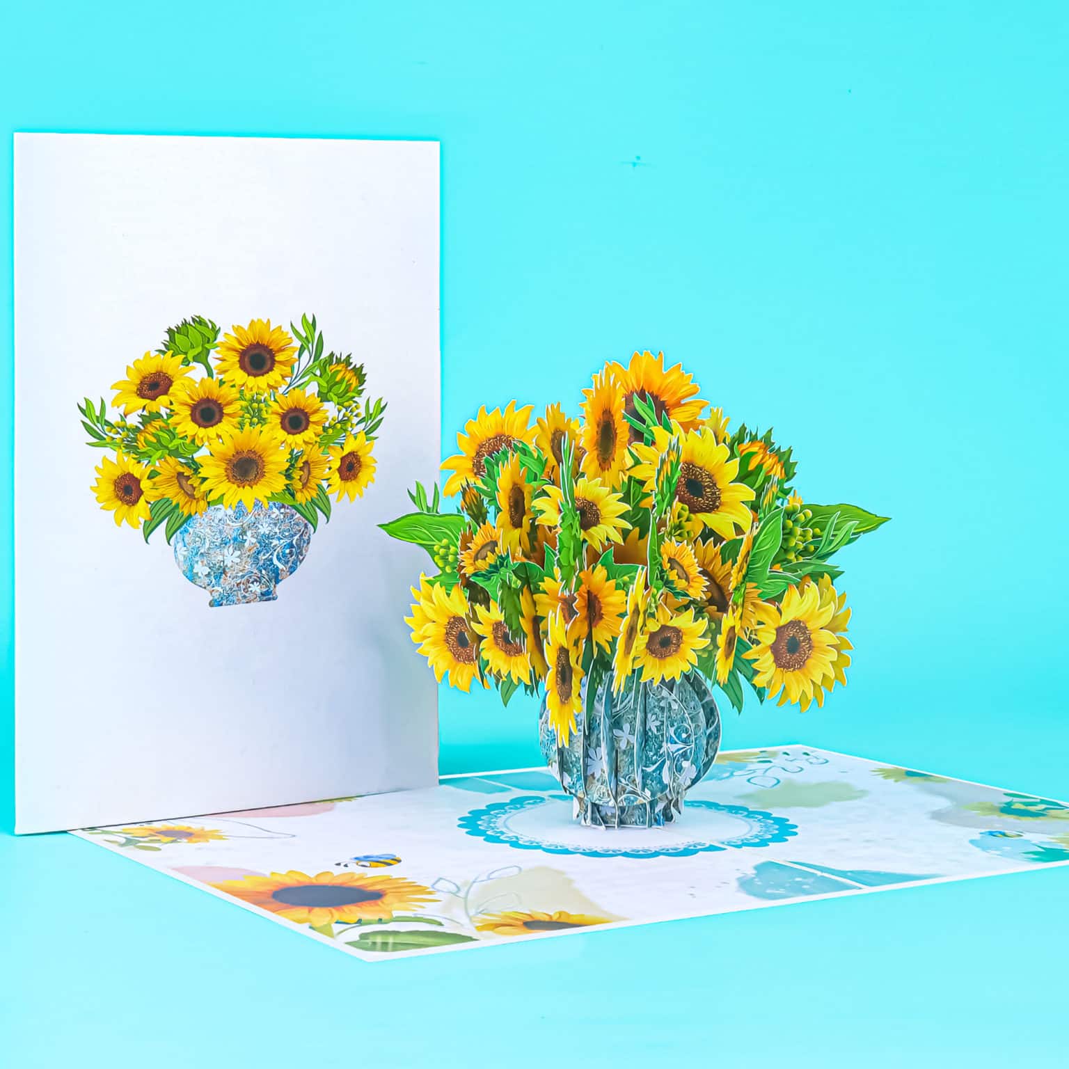 Sunflower bouquet pop up card-flower pop up card-3d pop up card-greeting pop up card-mother's day pop up card wholesale manufacturer vietnam.jpg