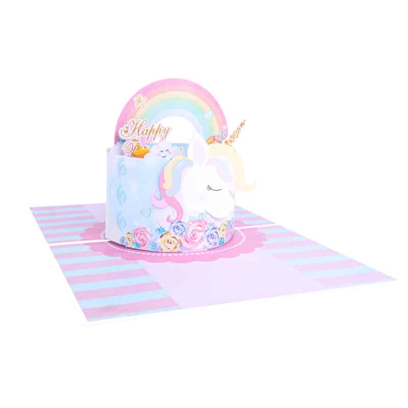 Unicorn-birthday-cake-pop-up-card-overview-BG143-pop-up-card-wholesale-manufacturer-vietnam-3d-greeting-cards-in-bulk-birthday-pop-up-card-kids-gift