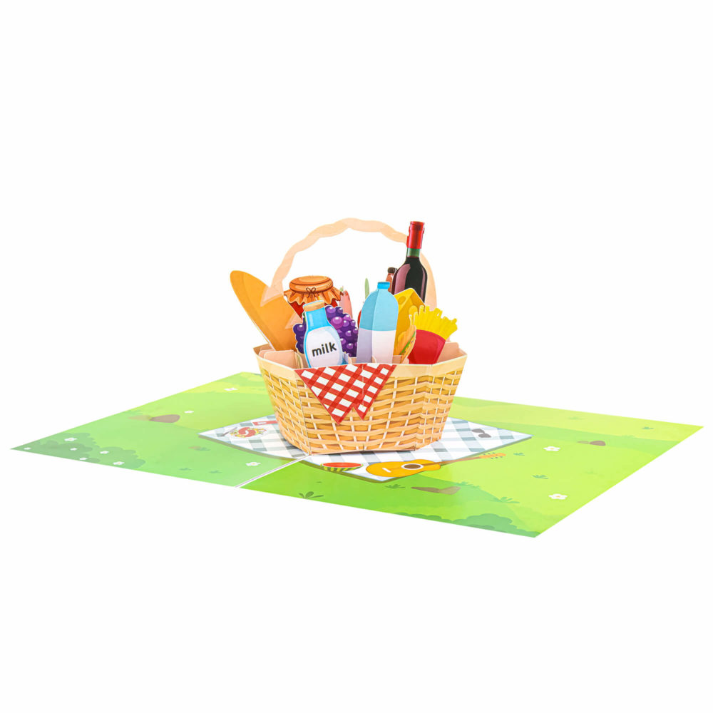Picnic Basket Pop Up Card wholesale manufacture custom design custom mother’s day card father's day pop up card custom birthday cards pop up get well cards summer pop up card spring pop up card personalized thank you cards just because pop up card