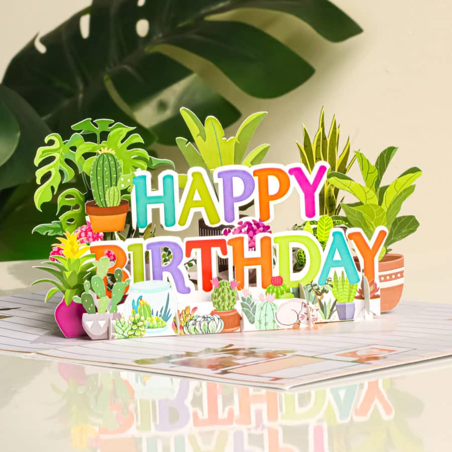 Birthday-Plants-Pop-Up-Card-BG146-cover-wholesale-manufacture-custom-design-custom-pop-up-birthday-card-just-because-pop-up-card-summer-pop-up-card