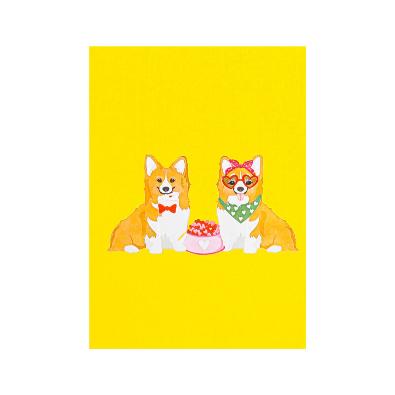 Corgi couple Pop Up Cards LV066 cover pop up card wholesale pop up card manufacturer personalised valentines cards pop up valentine cards custom birthday cards custom thank you cards pop up greeting cards wholesale pop up card suppliers 3d greeting card wholesale 3d pop up card wholesale pop up card supplies animal pop up card