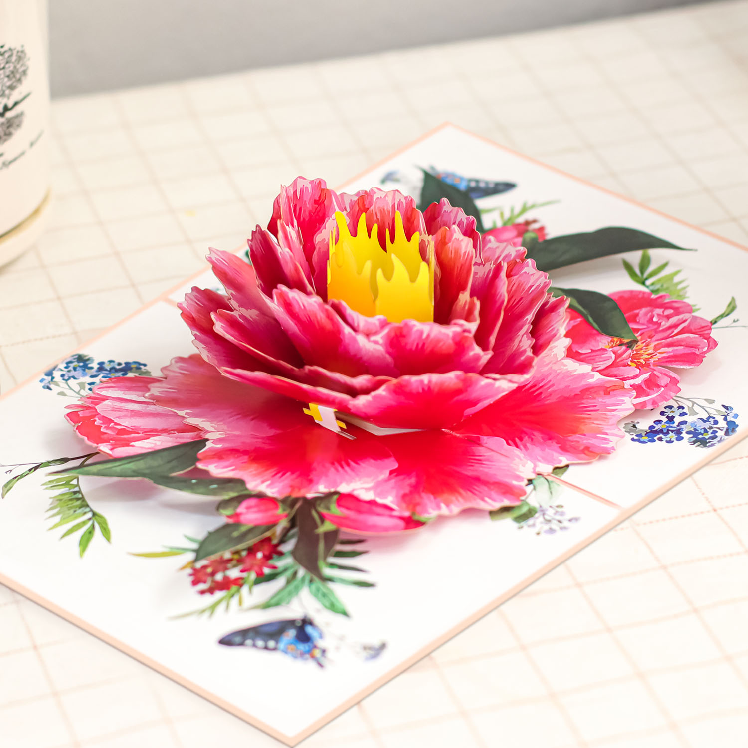 peony 3d card for mother's day