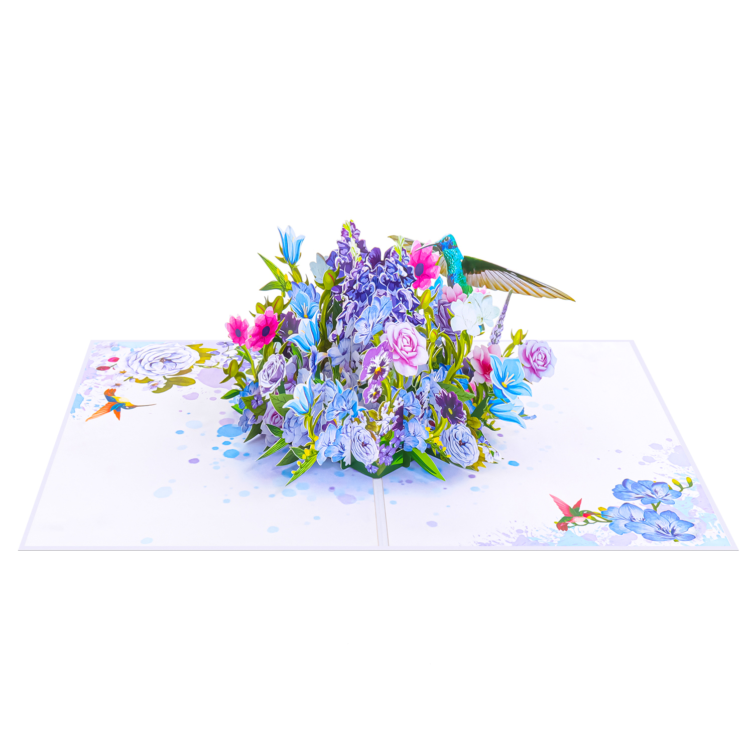 Mixed Flowers and Hummingbird Pop Up Card FL099 overview wholesale mothers day cards wholesale mothers day cards custom mother's day card pop up card wholesale manufacturer 3d pop up cards wholesale 3d greeting cards wholesale flowers hummingbird 3d card