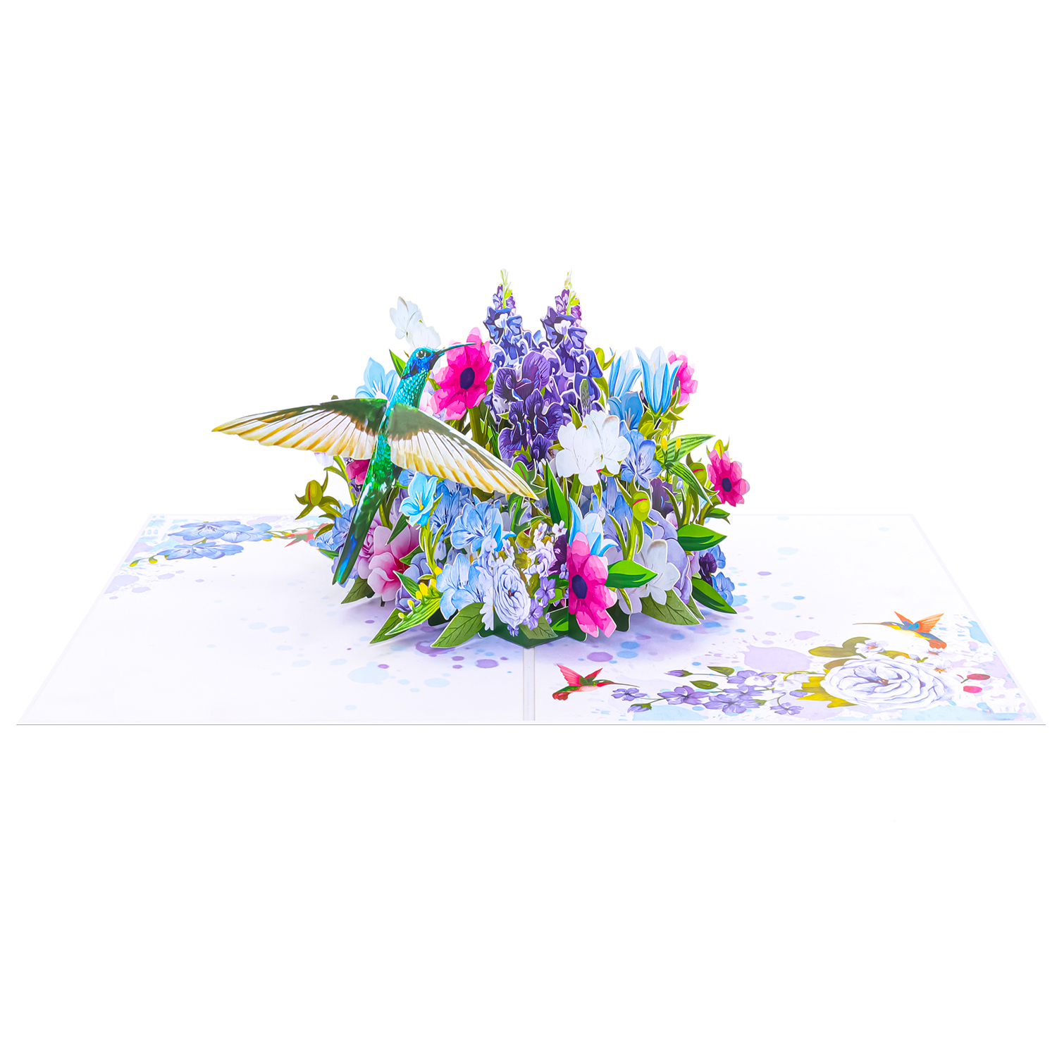 Mixed Flowers and Hummingbird Pop Up Card FL099 overview wholesale mothers day cards wholesale mothers day cards custom mother's day card pop up card wholesale manufacturer 3d pop up cards wholesale 3d greeting cards wholesale flowers hummingbird 3d card