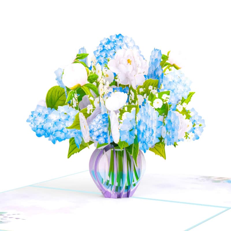 Blue Hydrangea Vase Pop Up Card 