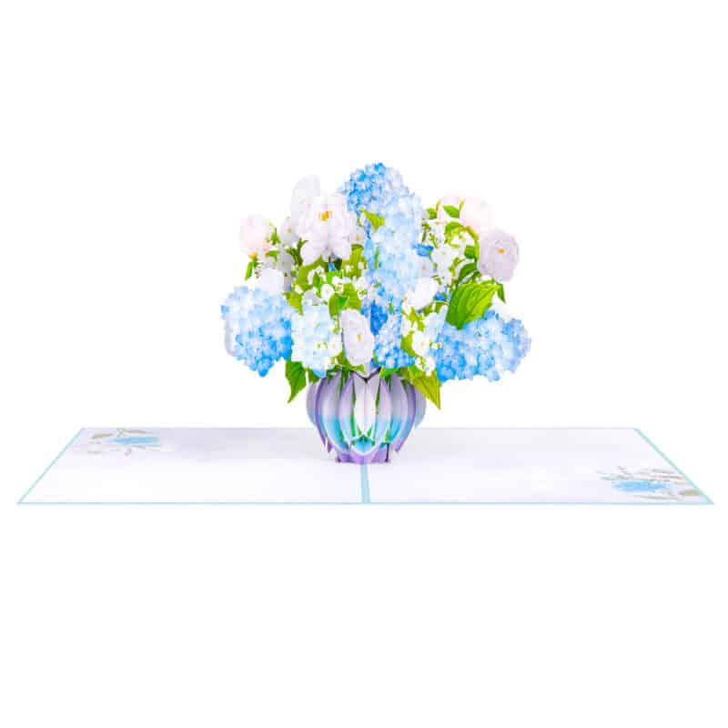 Blue Hydrangea Vase Pop Up Card 