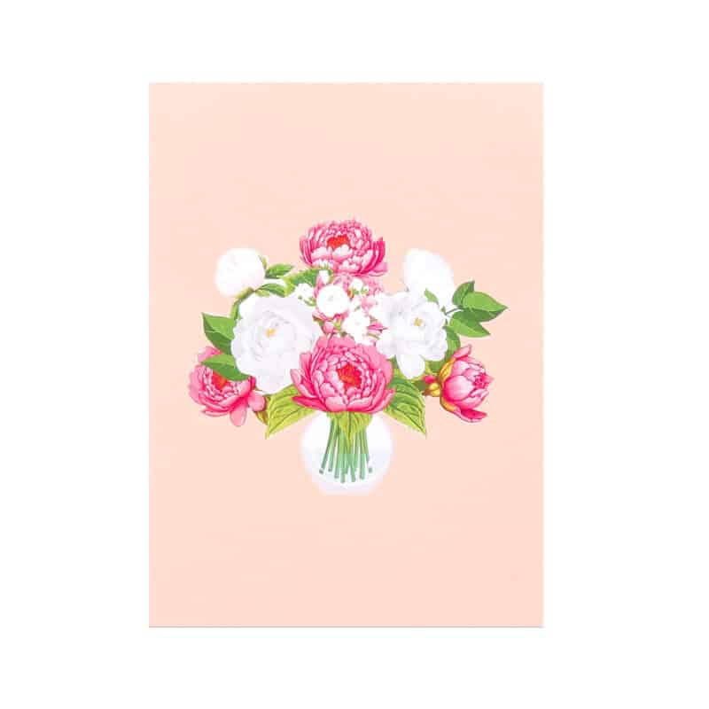 Mixed peony vase pop up card 