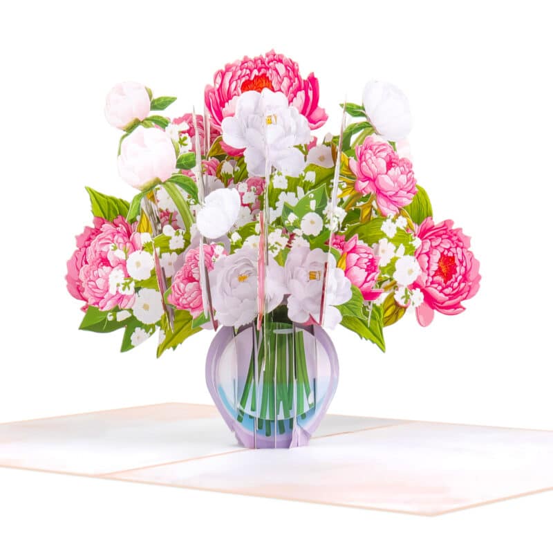 Mixed peony vase pop up card 