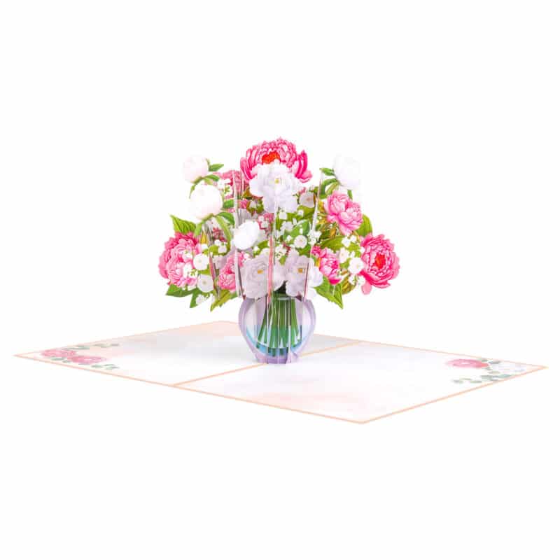 Mixed peony vase pop up card 