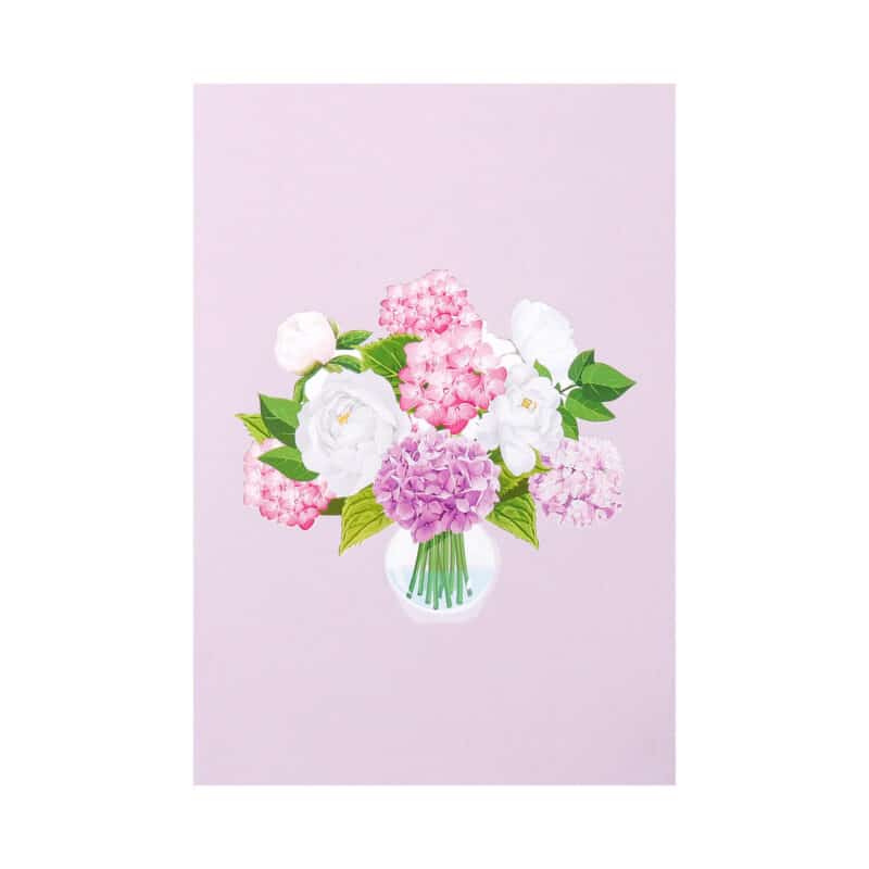 Pink Hydrangea Vase Pop Up Card 