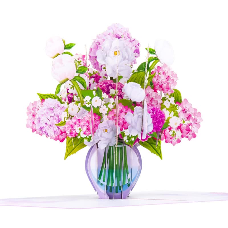 Pink Hydrangea Vase Pop Up Card 