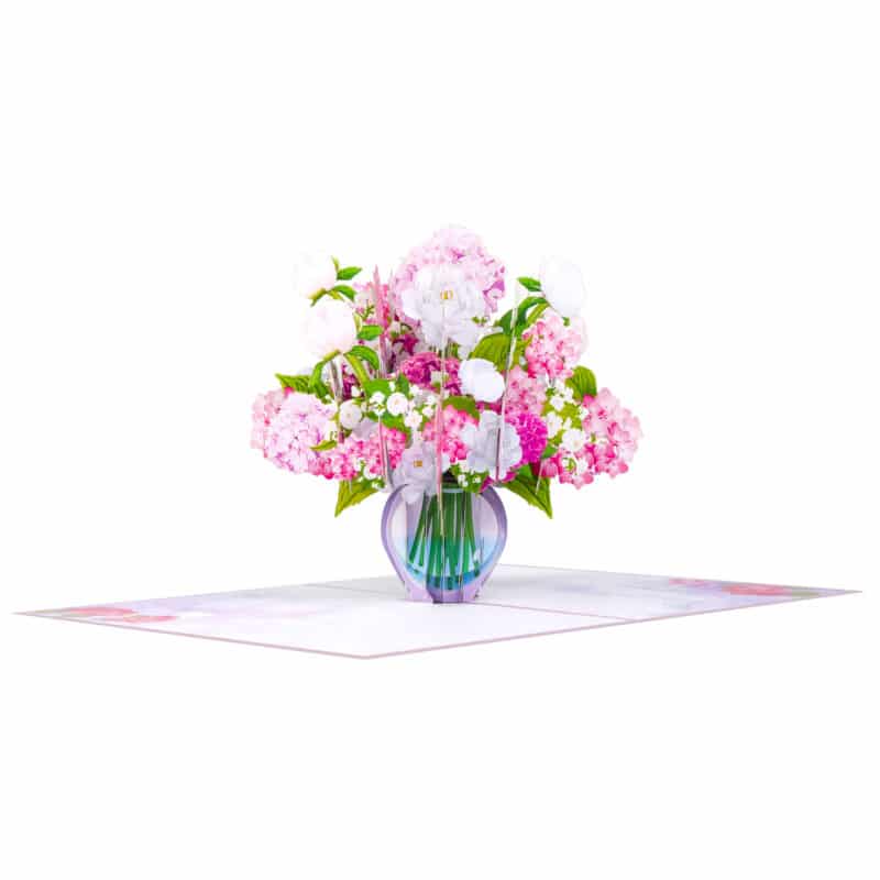 Pink Hydrangea Vase Pop Up Card 