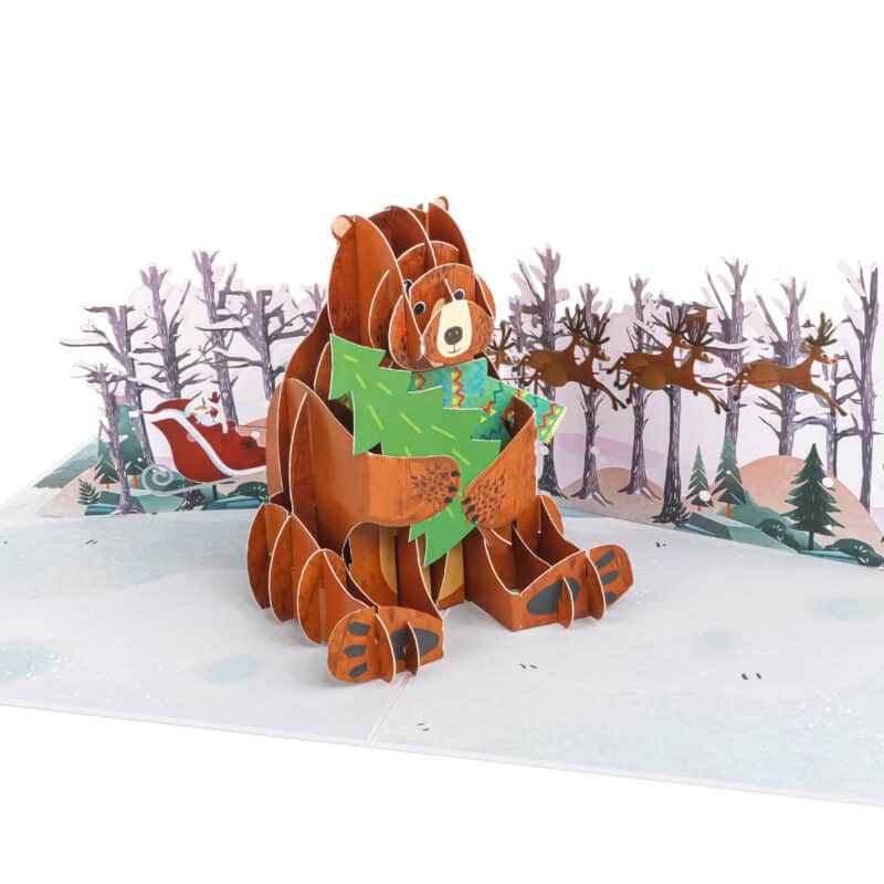 Christmas Bear Pop Up Card MC134 detail wholesale manufacturer in Vietnam