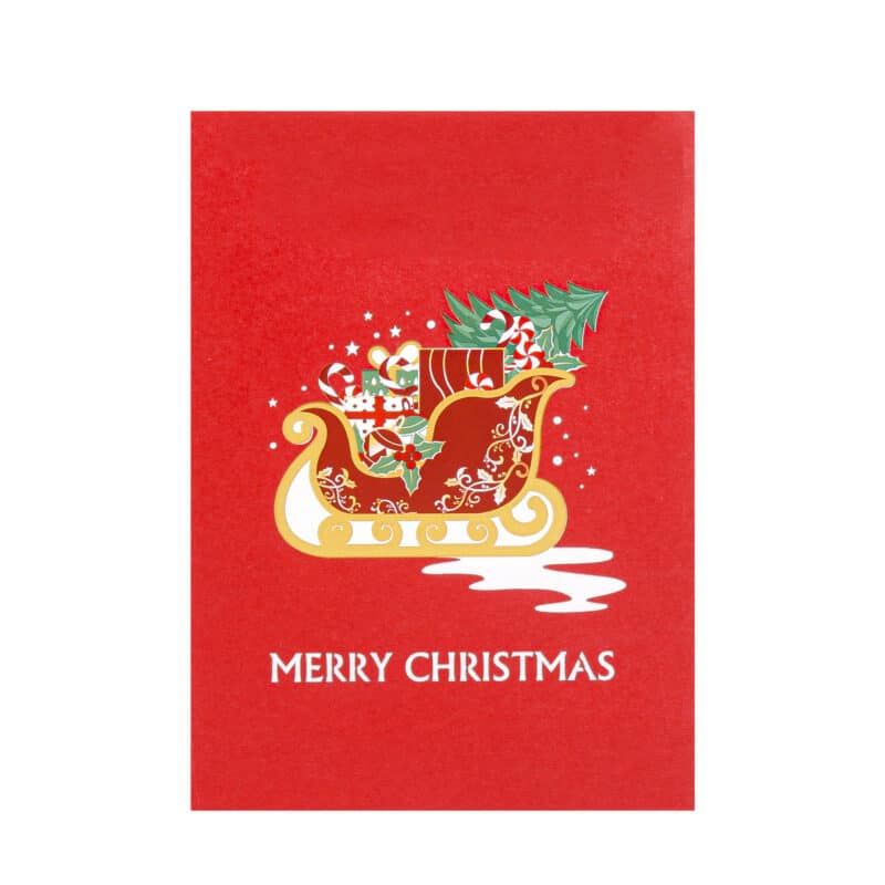 Santa Sleigh Pop Up Card MC138 pop up christmas cards christmas pop up cards 3d pop up christmas cards wholesale christmas cards 3d pop up cards wholesale 3d greeting cards wholesale pop up cards wholesale santa sleigh christmas cards