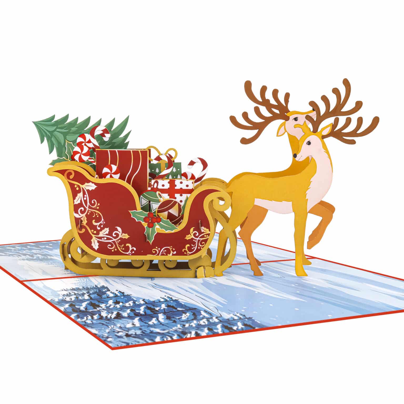 Santa Sleigh Pop Up Card MC138 pop up christmas cards christmas pop up cards 3d pop up christmas cards wholesale christmas cards 3d pop up cards wholesale 3d greeting cards wholesale pop up cards wholesale santa sleigh christmas cards