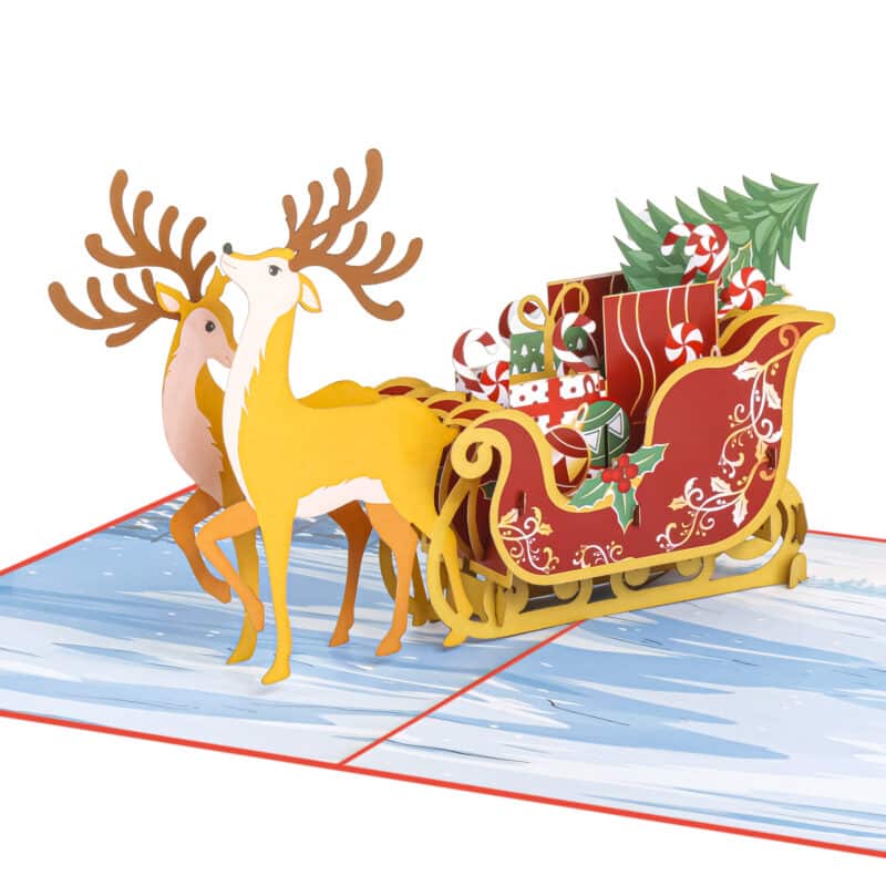 Santa Sleigh Pop Up Card MC138 pop up christmas cards christmas pop up cards 3d pop up christmas cards wholesale christmas cards 3d pop up cards wholesale 3d greeting cards wholesale pop up cards wholesale santa sleigh christmas cards