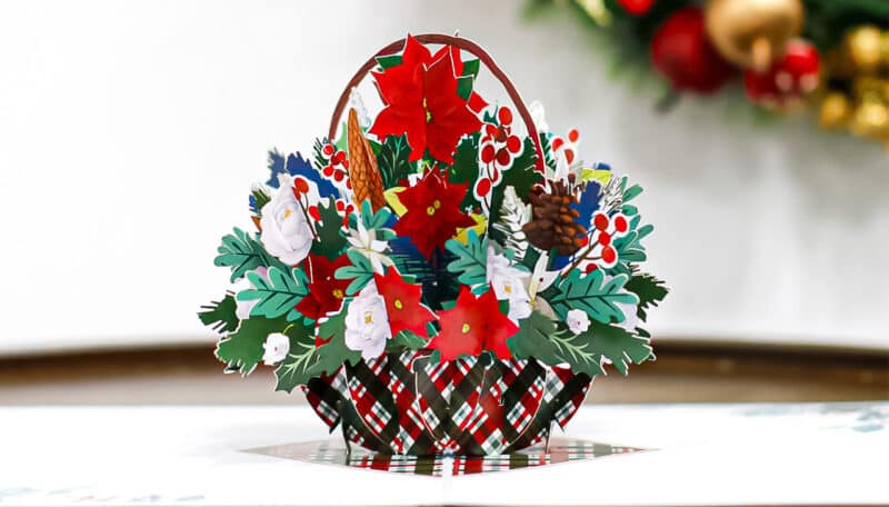 Christmas Flower Basket Pop Up Card