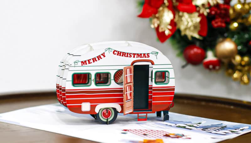 Christmas Vintage Trailer Pop Up Card