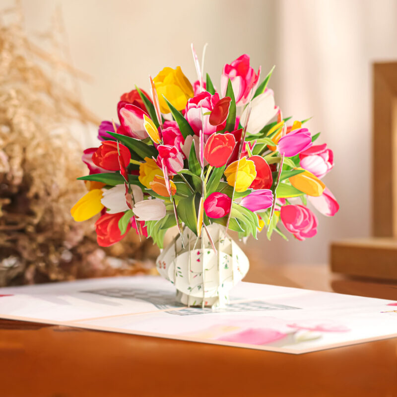 Tulip Bouquet Pop Up Card-pop up flower bouquet card