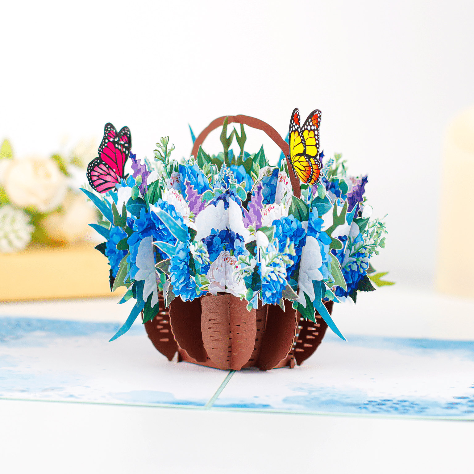 Hydrangea-Basket-Pop-Up-Card-Blue-best-selling-pop-up-flower-cards-wholesale-manufacturer-in-Vietnam