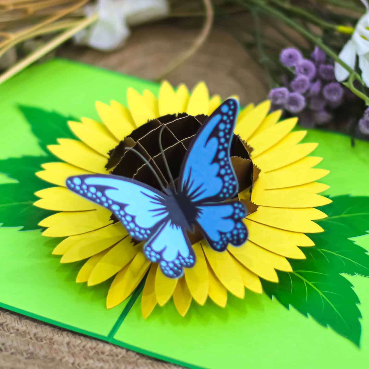 Sunflower Butterfly Pop Up Card - Best-selling Collection for Spring Season